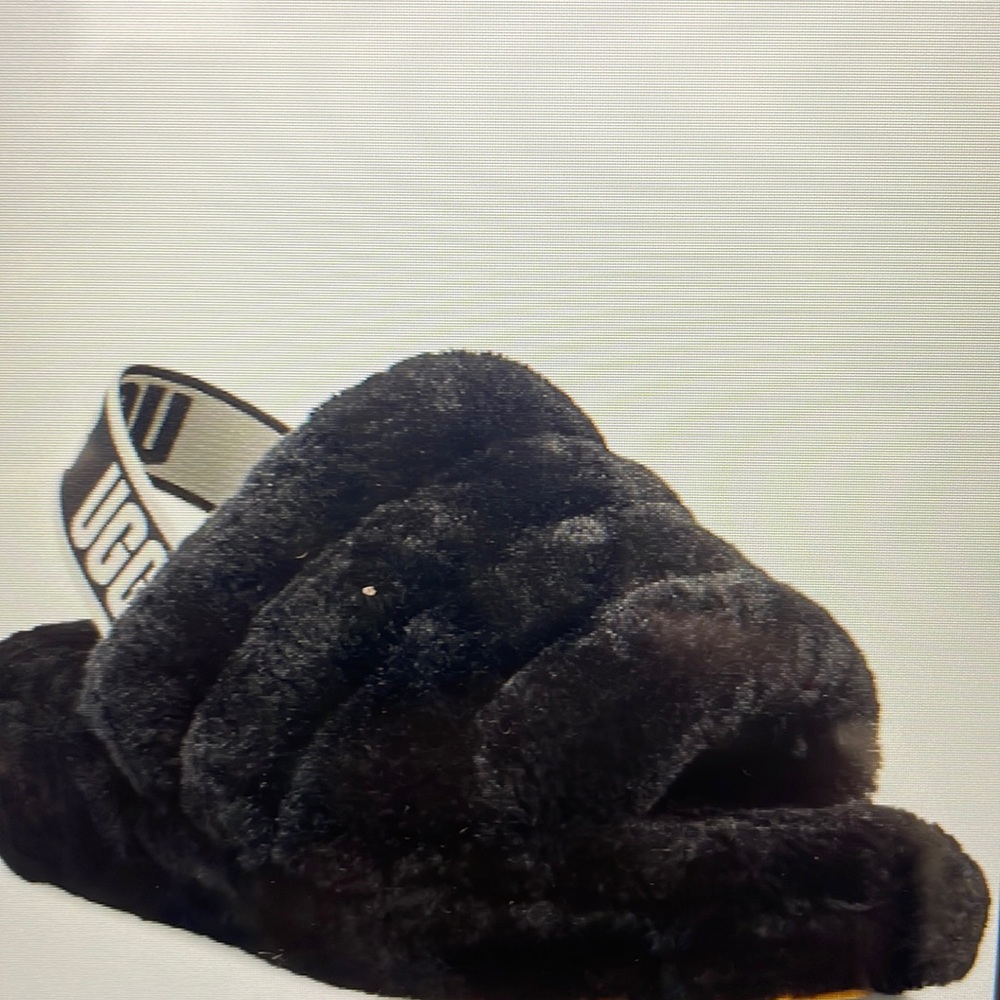 UGG Women's Black Fluff Yeah Slide Slipper NWOT - Picture 2 of 4